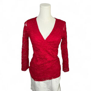 Red Lace Wrap Top – Size Small